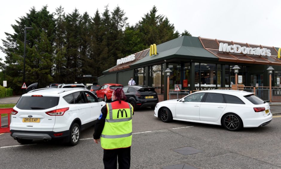 Queues at McDonalds, Bridge of Don, show the popularity of drive-thru restaurant which experts claim is growing in the city.