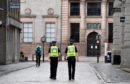 Police on patrol during lockdown in Aberdeen city centre.