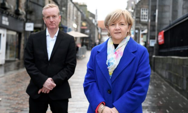 Aberdeen Inspired chief executive Adrian Watson and council co-leader Jenny Laing in Belmont Street.