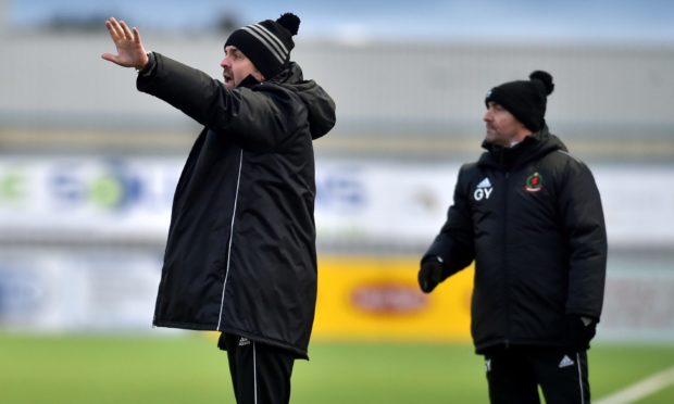 Cove Rangers manager Paul Hartley with assistant Gordon Young