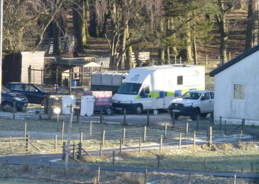 Picture by SANDY McCOOK    8th January '21
Police activity and searching continues on the Auch Estate between Bridge of Orgy and Tyndrum for cyclist Tony Parsons of Tillycoultry who has now been missing for three years.