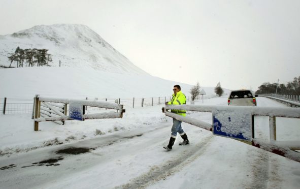 SNOW: A road is closed off following adverse weather