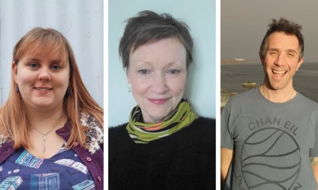 Left to right: Hannah Nicholson, Gillian Shearer and Roddy Neithercut, three of the winners of the Scottish Book Trust's New Writers Awards 2021