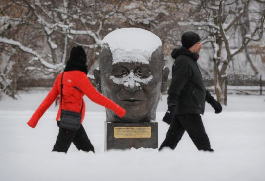 Statue of French diplomat Jean Monnet, one of the founders of the European Union, in Bucharest