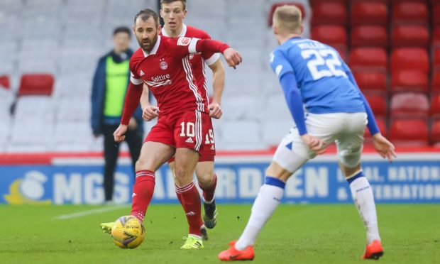 Niall McGinn in action for Aberdeen against St Johnstone.