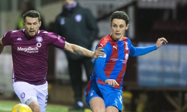 Cameron Harper in action against Arbroath