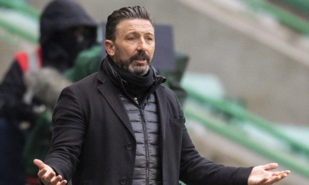 Aberdeen manager Derek McInnes during the 2-0 loss at Hibs.