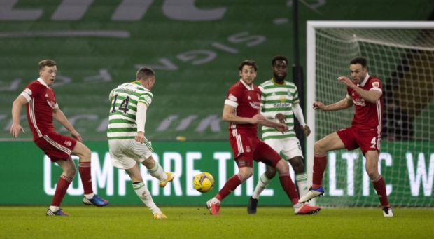 David Turnbull flashes in the only goal for Celtic against Aberdeen.