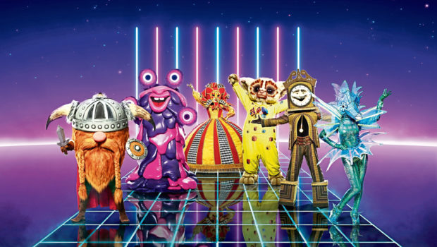 COLOURFUL CHARACTERS: Viking, Blob, Harlequin, Bushbaby, Grandfather Clock and Sea Horse are all contestants appearing on this year’s The Masked Singer TV show.