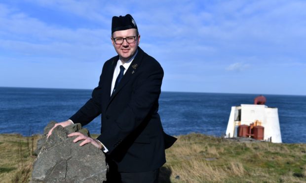 Michael Strachan, Captain of 1st Rosehearty Boys Brigade at the Scottish Lighthouse Museum, where he works.