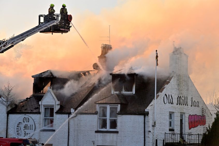 The fire at the derelict building in Maryculter.