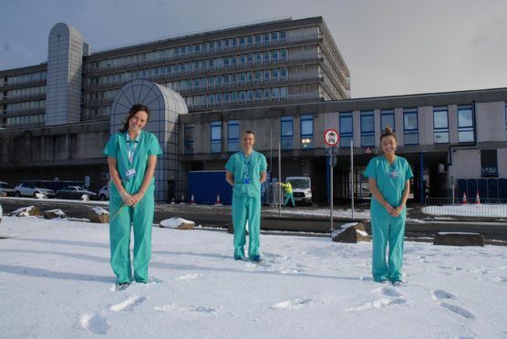 Rachael Ironside, Sean Berryman and Claire McAvoy at Aberdeen Royal Infirmary.
Supplied by NHS Grampian