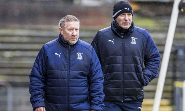 Caley Thistle manager John Robertson and first-team coach Barry Wilson during a Scottish Championship match against Ayr United.