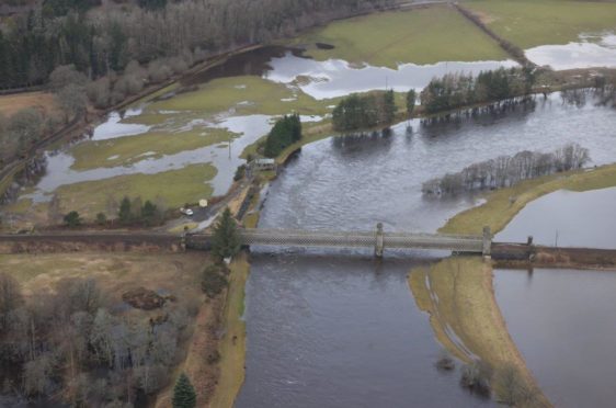 Pictured: Flooding near the Inver Viaduct.