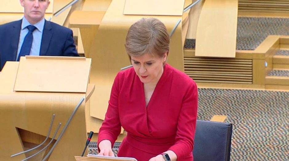 First Minister Nicola Sturgeon addressing Holyrood on Tuesday.
