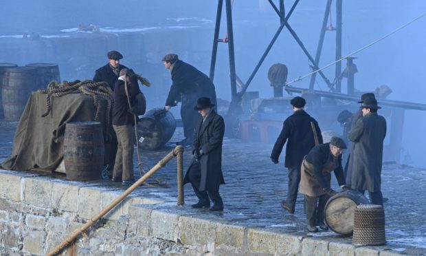 Scenes from Peaky blinders filmed at Portsoy harbour.