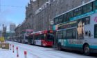 Aberdeen buses get stuck due to the snow.