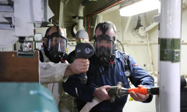 Orkney Ferries crew members completing a hydrogen fire safety course. Colin Keldie