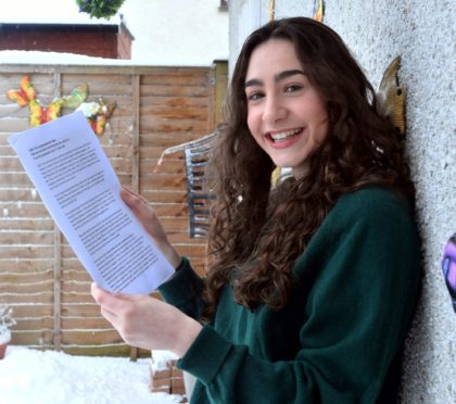 Pictured is Rhona Bowie from Banchory with her letter "2020: The unprecedented year. How we survived it and how we can carry on - from the perspective of a 17-year-old"