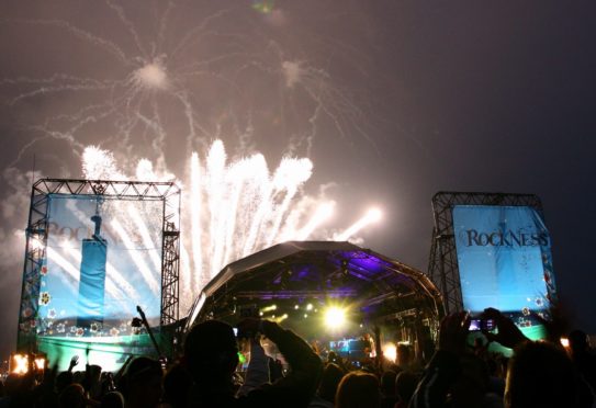 Firework launched into the sky at the RockNess music festival 2007.