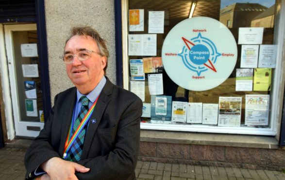 Peterhead councillor Stephen Calder, outside the former Compass Point centre on Back Street.
Picture by Kami Thomson