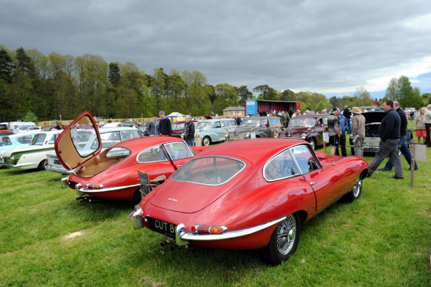 A classic Jaguar E-Type on show at Crathes Vintage Car and Motorcycle Rally