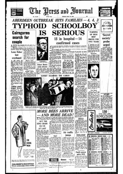 P&J front page of Typhoid outbreak from 1964.