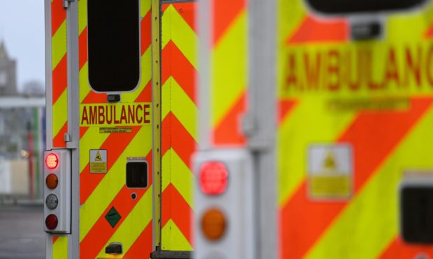 Ambulances queued up at Aberdeen Royal Infirmary.