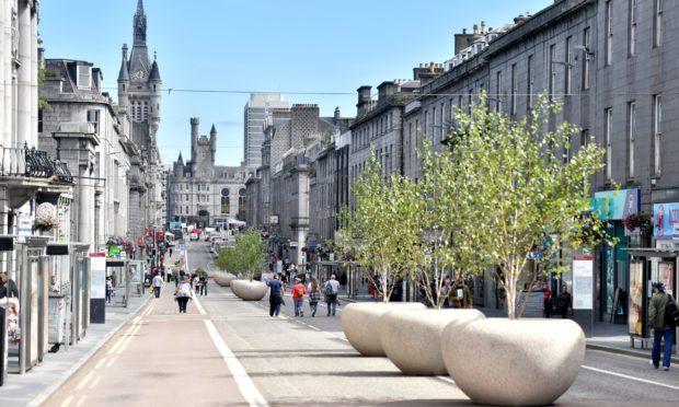 Union Street, Aberdeen, has been altered to allow better physical distancing during lockdown using government funding