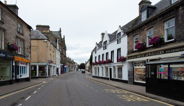 The High street in Forres, Moray.