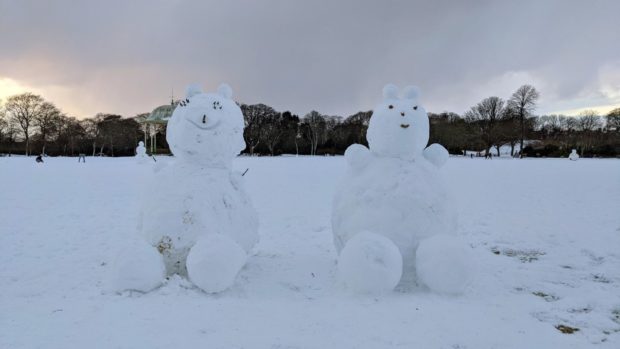 Families have made the most of a snowy Duthie Park