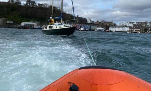 Portree lifeboat launched to the aid of the stricken yacht