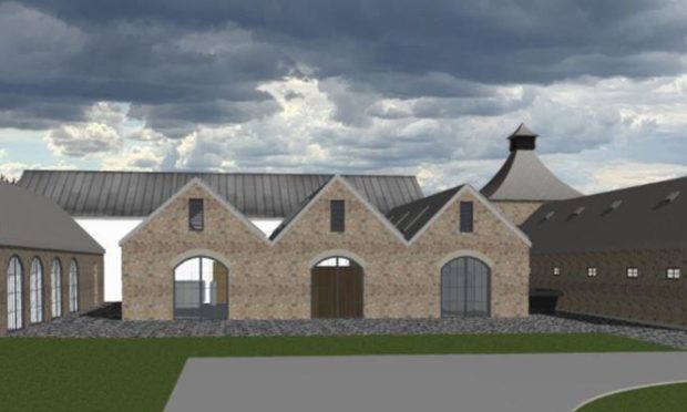 Drawing of proposed small craft scotch whisky distillery with visitors centre.
