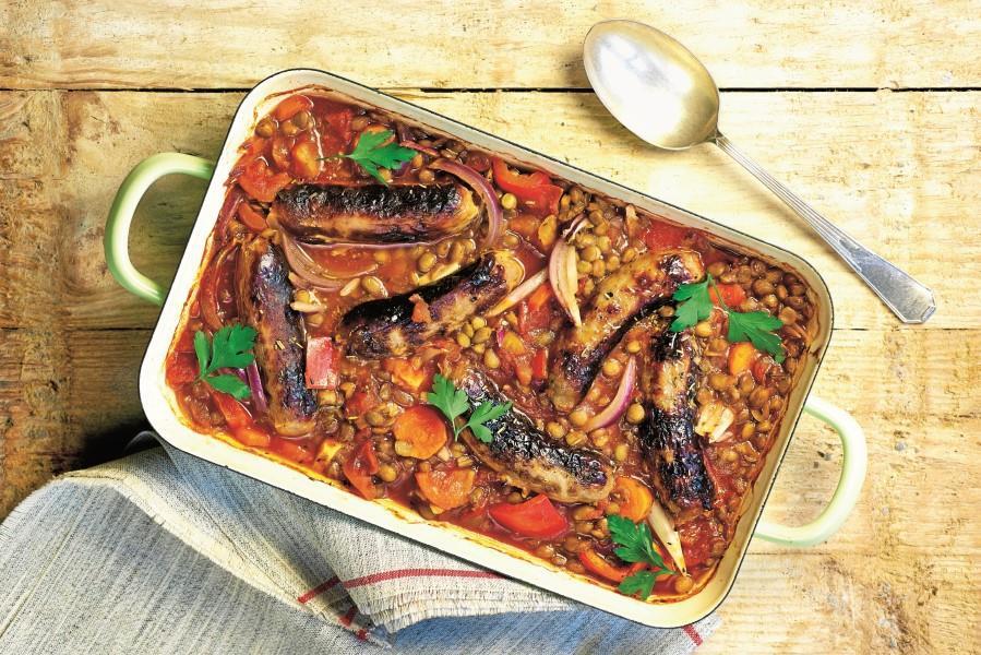 Sausage and Lentil Bake