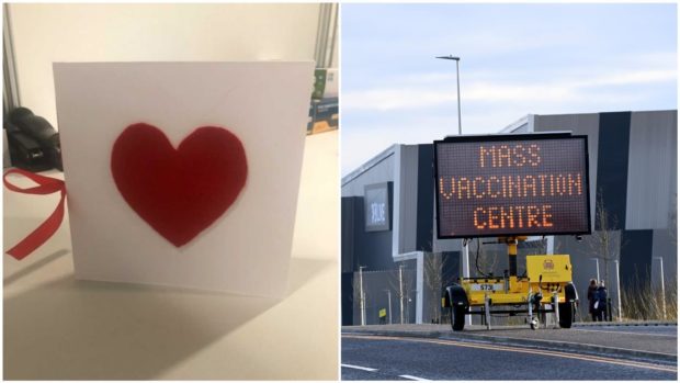The Valentine's card received by NHS Grampian staff. P&J Live picture by Scott Baxter