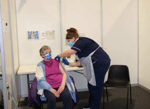 Violet Adams, who became the first person to be vaccinated at the P&J Live earlier this month. Picture from NHS Grampian