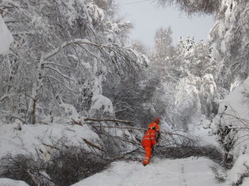 Winter tracks blocked in snow in Kyle of Lochalsh.