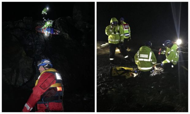 Crews were called out to rescue a woman from a cliff edge near Bragar, Lewis, on February 16, 2021.