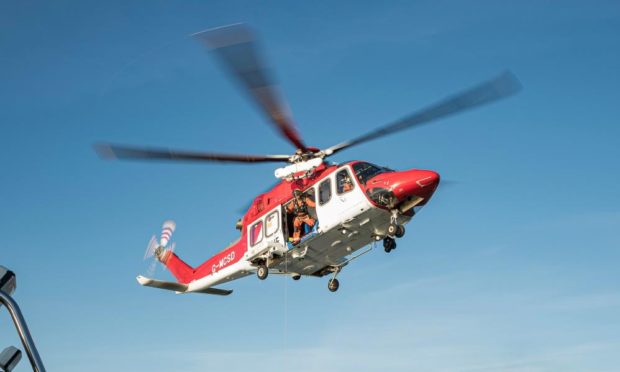 Members of the Babcock SAR team engaged in a training exercise in the North Sea,