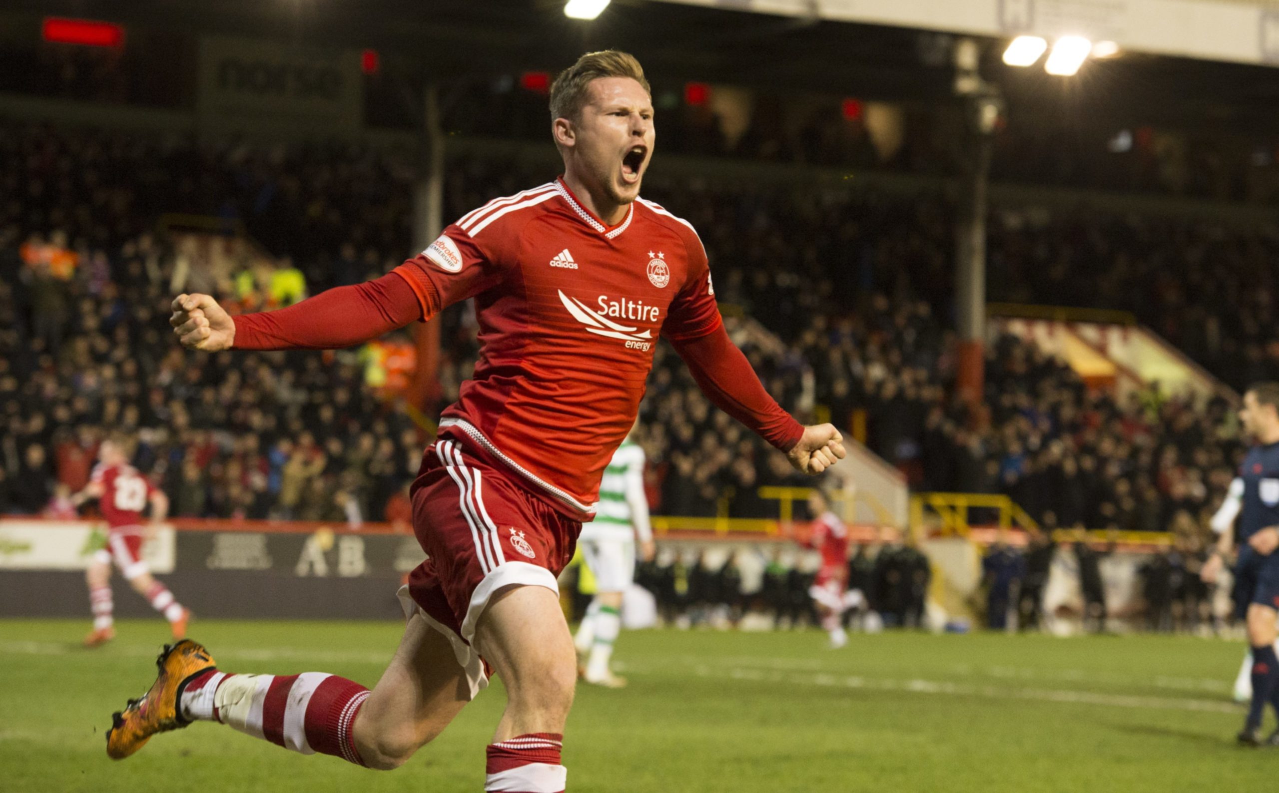 Simon Church scored the Aberdeen winner against Celtic. Image: SNS 