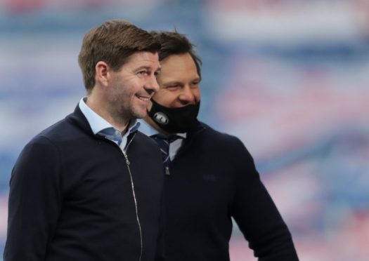 Rangers manager Steven Gerrard smiles after his side's match against St Mirren.