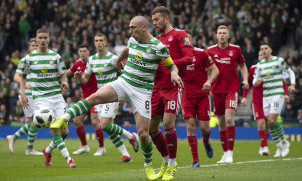 Scott Brown playing against Aberdeen in the 2019 Scottish Cup semi-final.