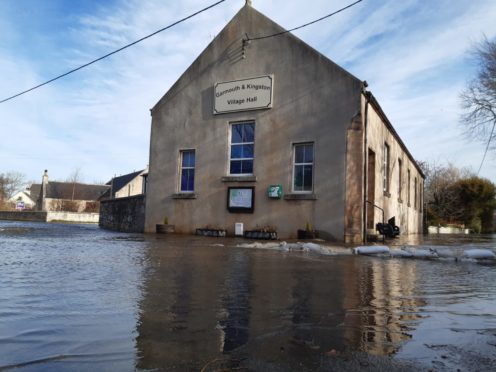 Flooding in Garmouth village and Garmouth golf course.