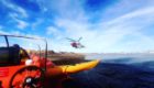To go with story by Craig Munro. The coastguard in Moray has rescued a pair of kayakers who were trapped off the coast of Findhorn. Picture shows; Moray Coastguard helicopter. Findhorn, Moray. Supplied by HM Coastguard Moray Date; 28/02/2021
