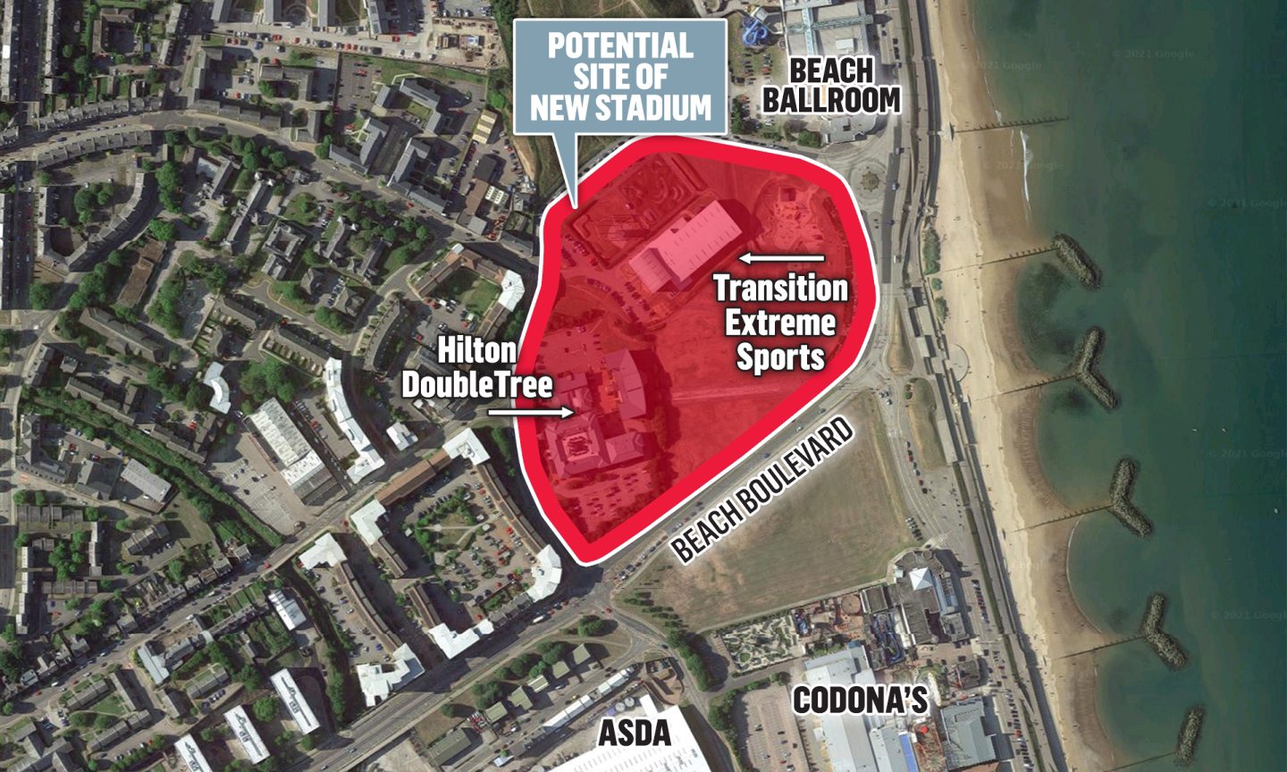 Plans for a new stadium for Aberdeen to be potentially built on the site of Hilton Double Tree.