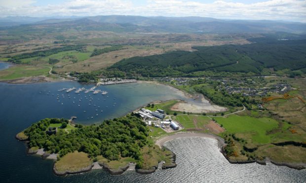 Dunstaffnage, with part of the route in the background.