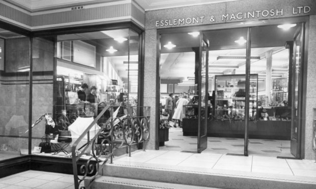 The entrance to prestigious Aberdeen department store Esslemont and Macintosh in 1962.