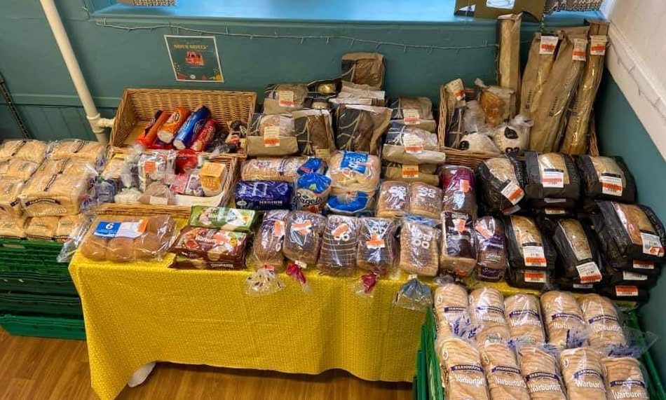 Some of the bread and bakery items donated by Co-Op and Tesco to The Haven Community Larder.