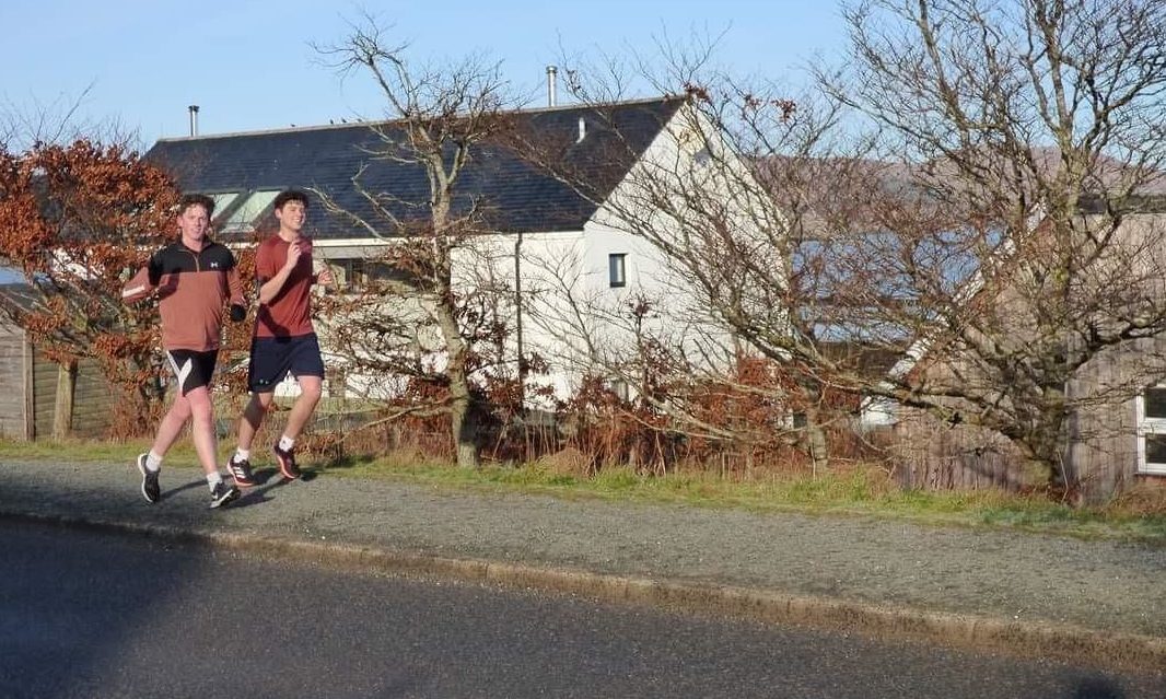 Donald Fraser (right) and Max Stancliffe during their fundraising marathon for Rach. 