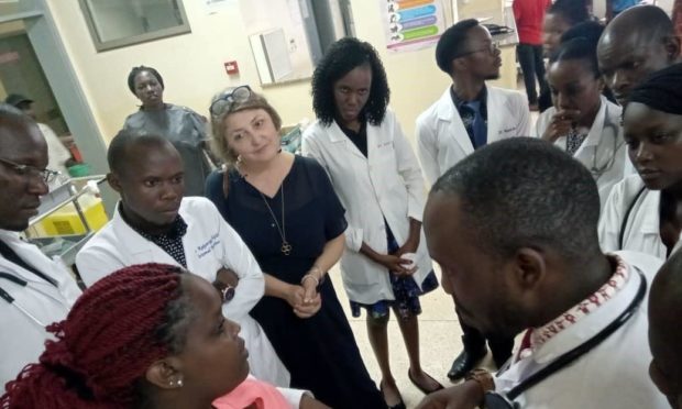 Dr Mhoira Leng teaching postgraduate doctors in Uganda.